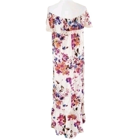 UMGEE WATERCOLOR LACE TRIM MAXI DRESS SZ L - Picture 6 of 7